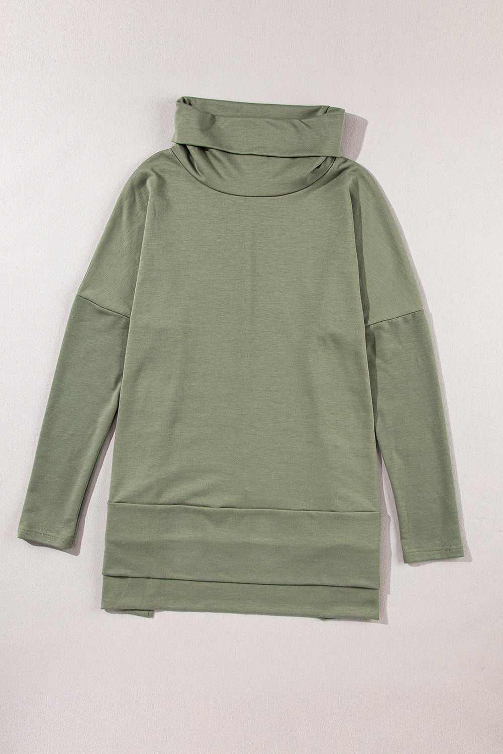 Gray Cowl Neck Loose Fit Tunic Top - MAD RUFFI