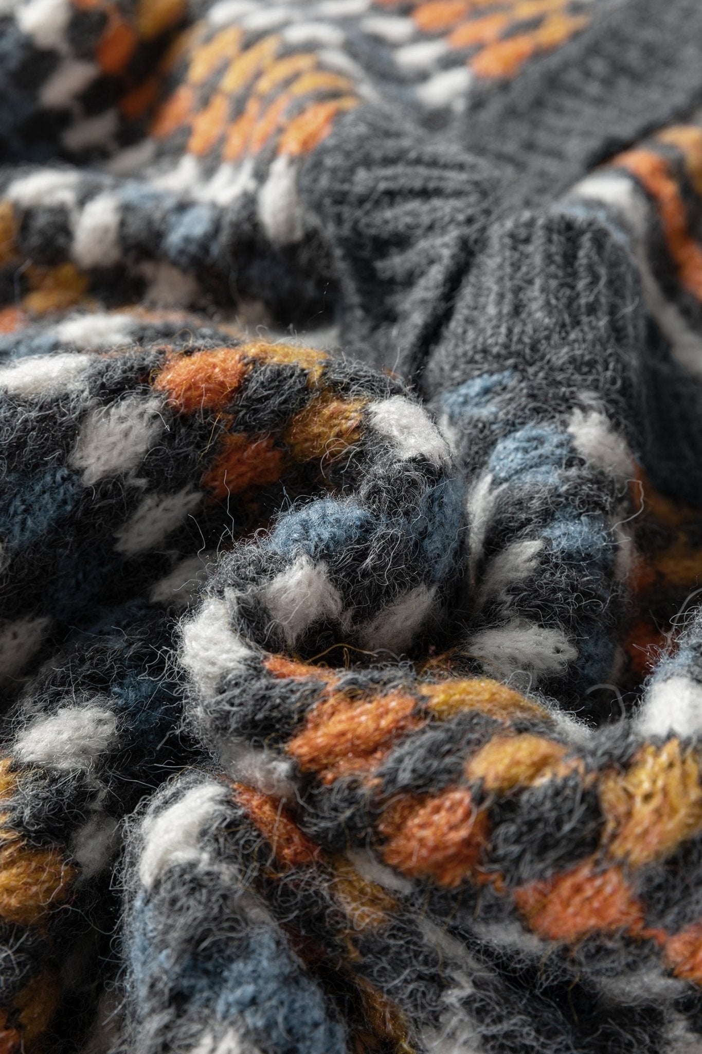 Gray Dotty Pattern Knit Button Front V Neck Sweater Cardigan - MAD RUFFI