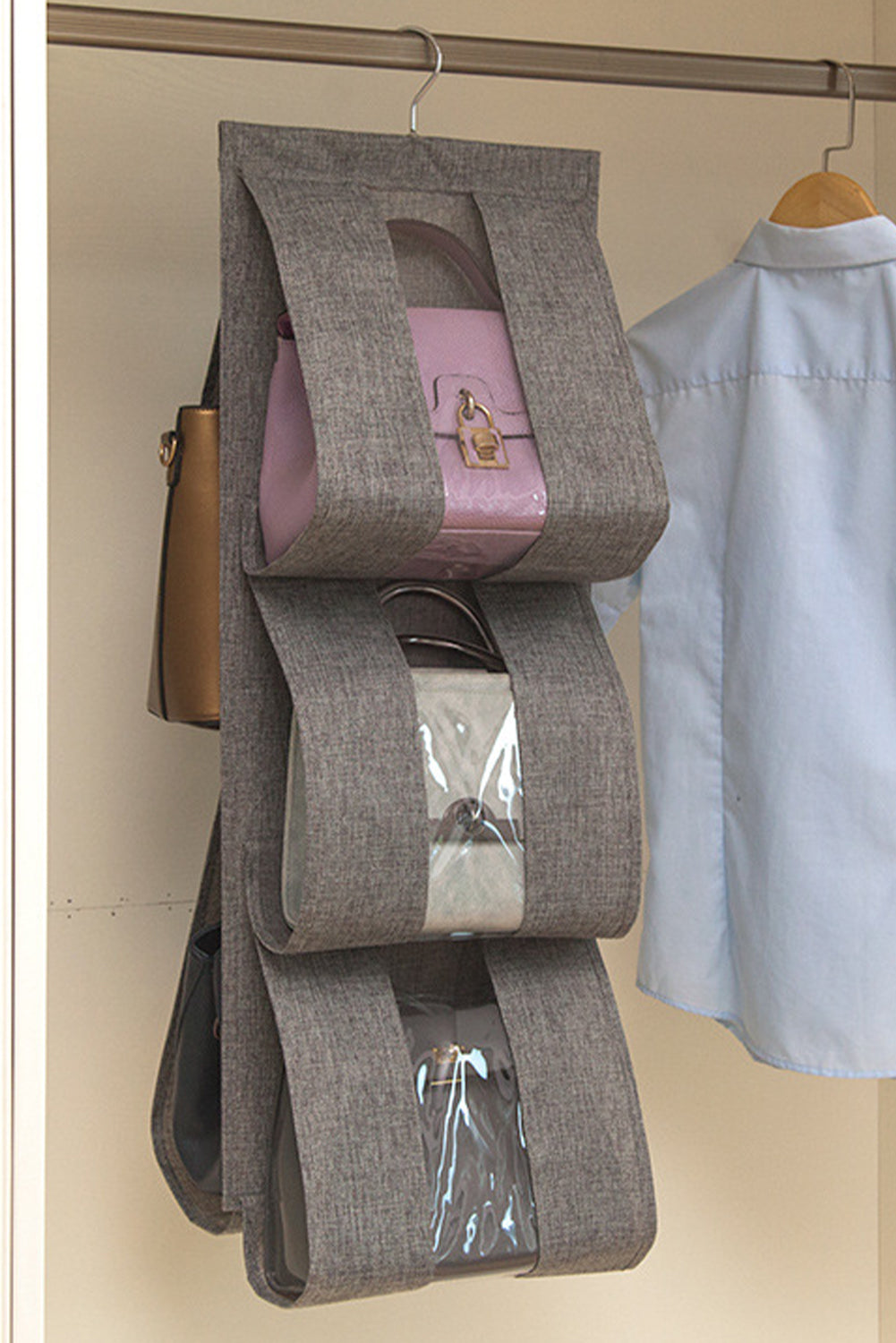 Gray Hanging Linen Wardrobe Storage Bag - MAD RUFFI