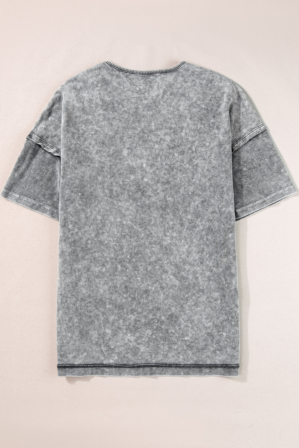 Gray Mineral Wash Exposed Seam Drop Shoulder Oversized Tee - MAD RUFFI