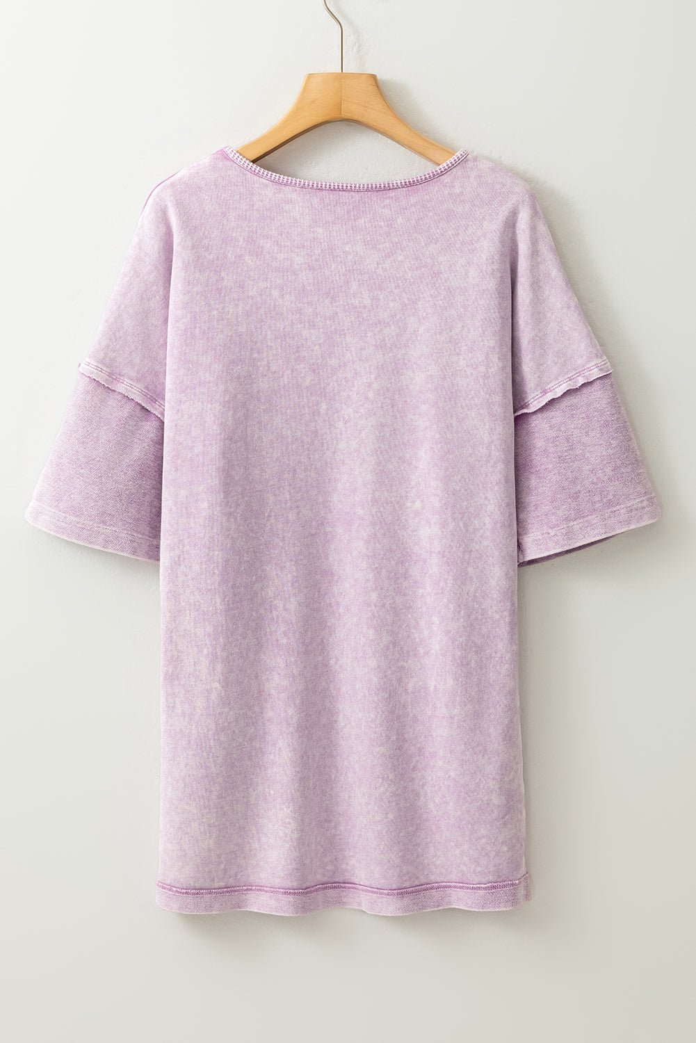 Gray Mineral Wash Exposed Seam Drop Shoulder Oversized Tee - MAD RUFFI