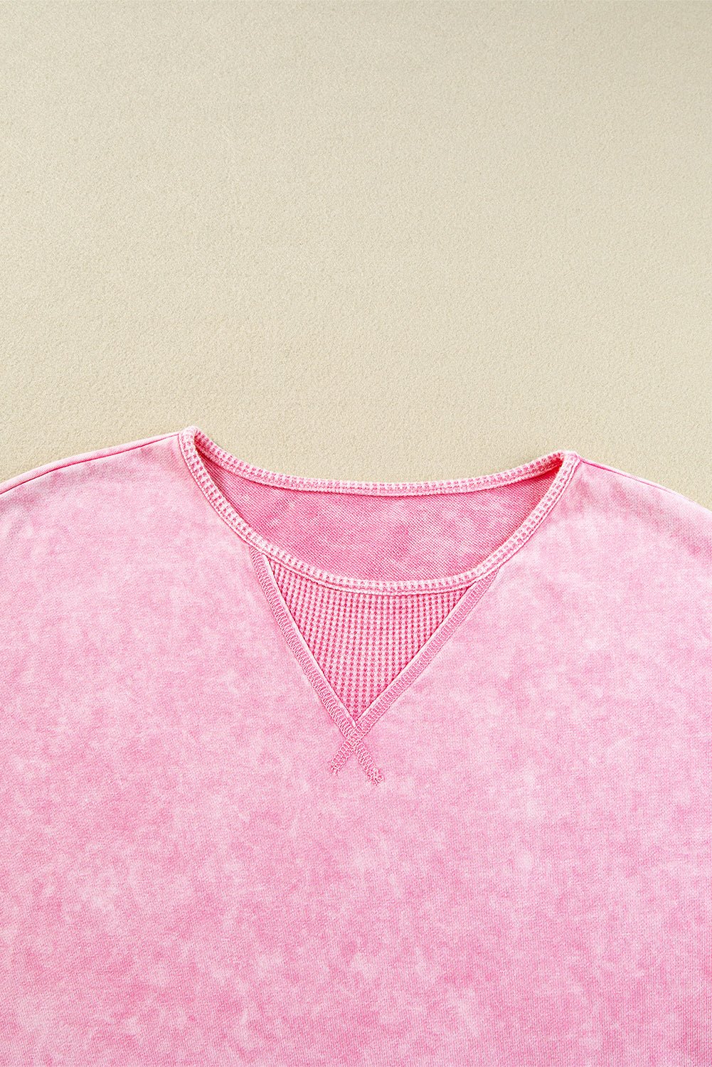 Gray Mineral Wash Exposed Seam Drop Shoulder Oversized Tee - MAD RUFFI