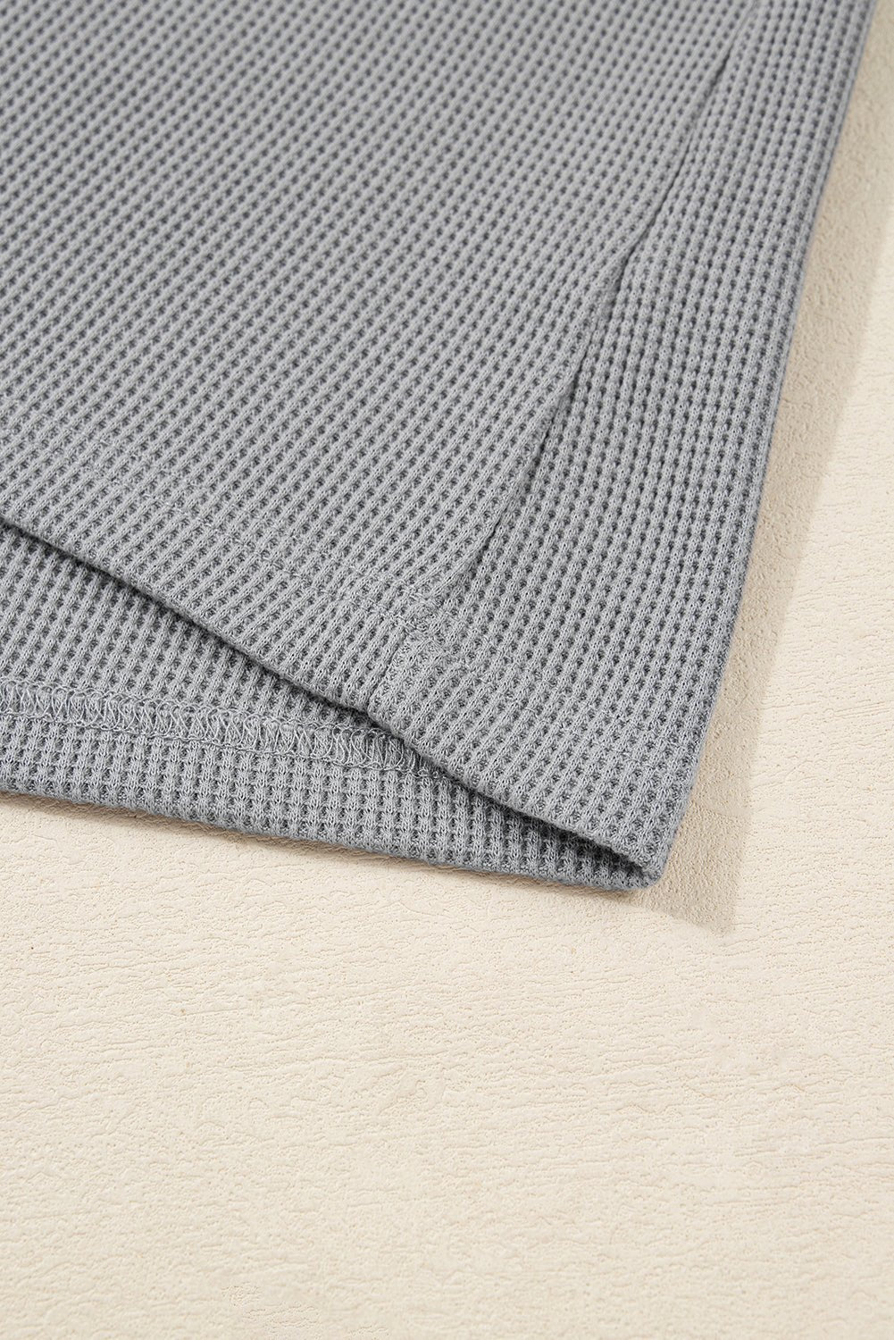 Gray Mixed Waffle Knit Patchwork Henley Plus Size Hoodie - MAD RUFFI