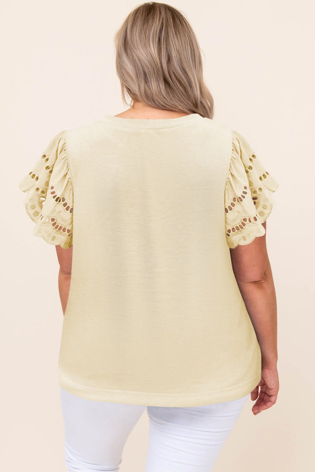 Gray Plus Size Flutter Sleeve Top - MAD RUFFI