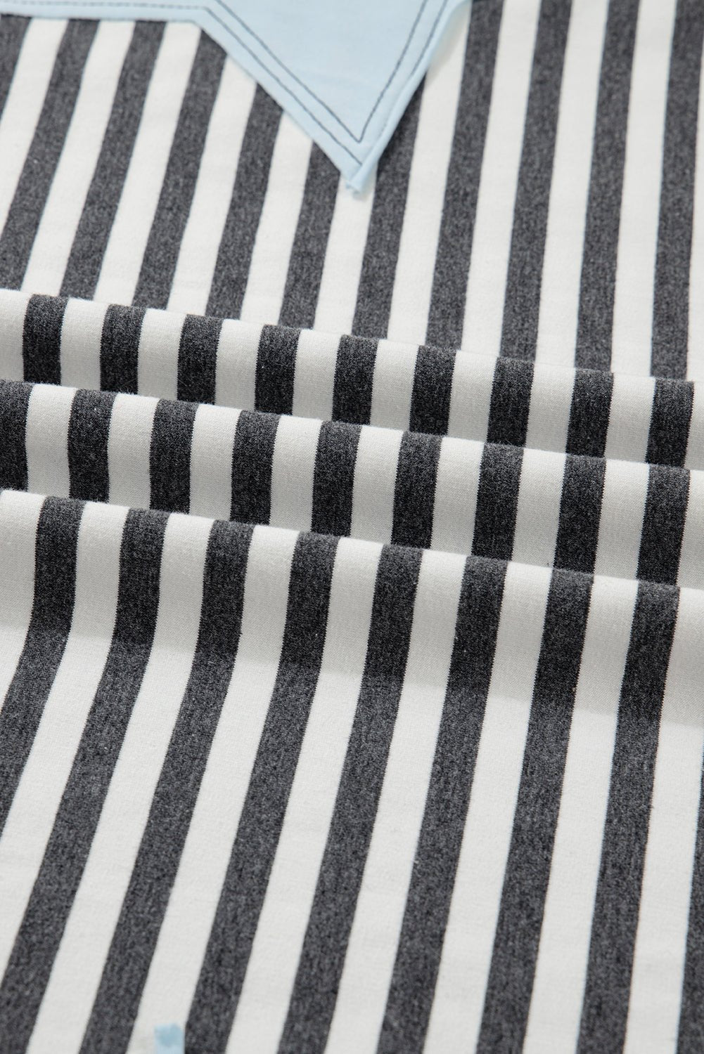 Gray Stripe Contrast Star Stitched Plus Size Long Sleeve Top - MAD RUFFI