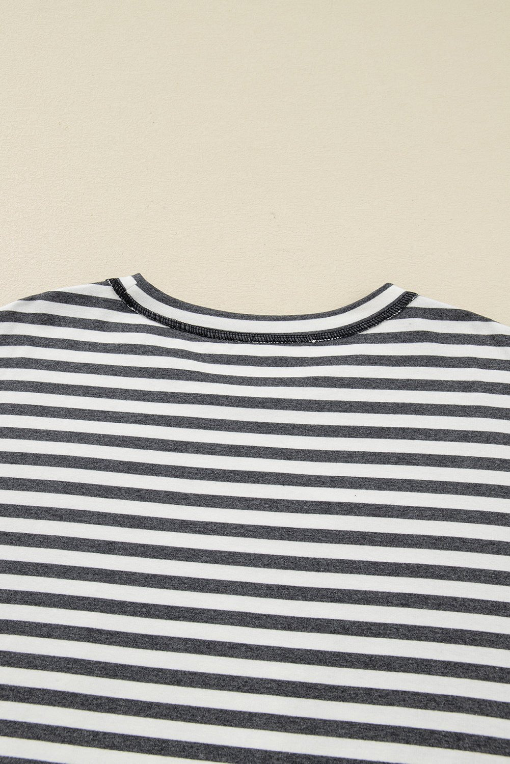 Gray Stripe Contrast Star Stitched Plus Size Long Sleeve Top - MAD RUFFI