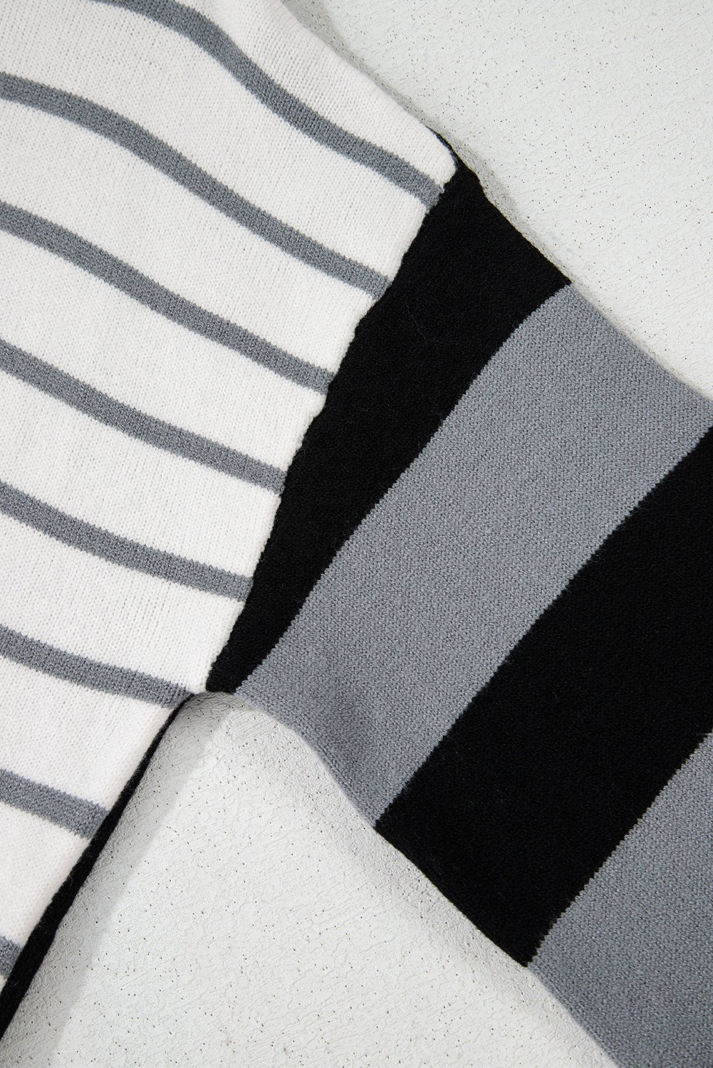 Gray Striped Colorblock Pullover Sweater - MAD RUFFI