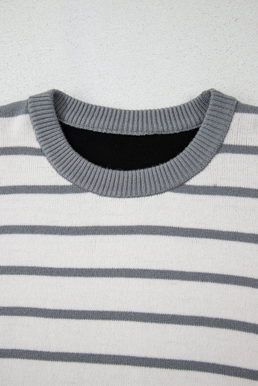 Gray Striped Colorblock Pullover Sweater - MAD RUFFI