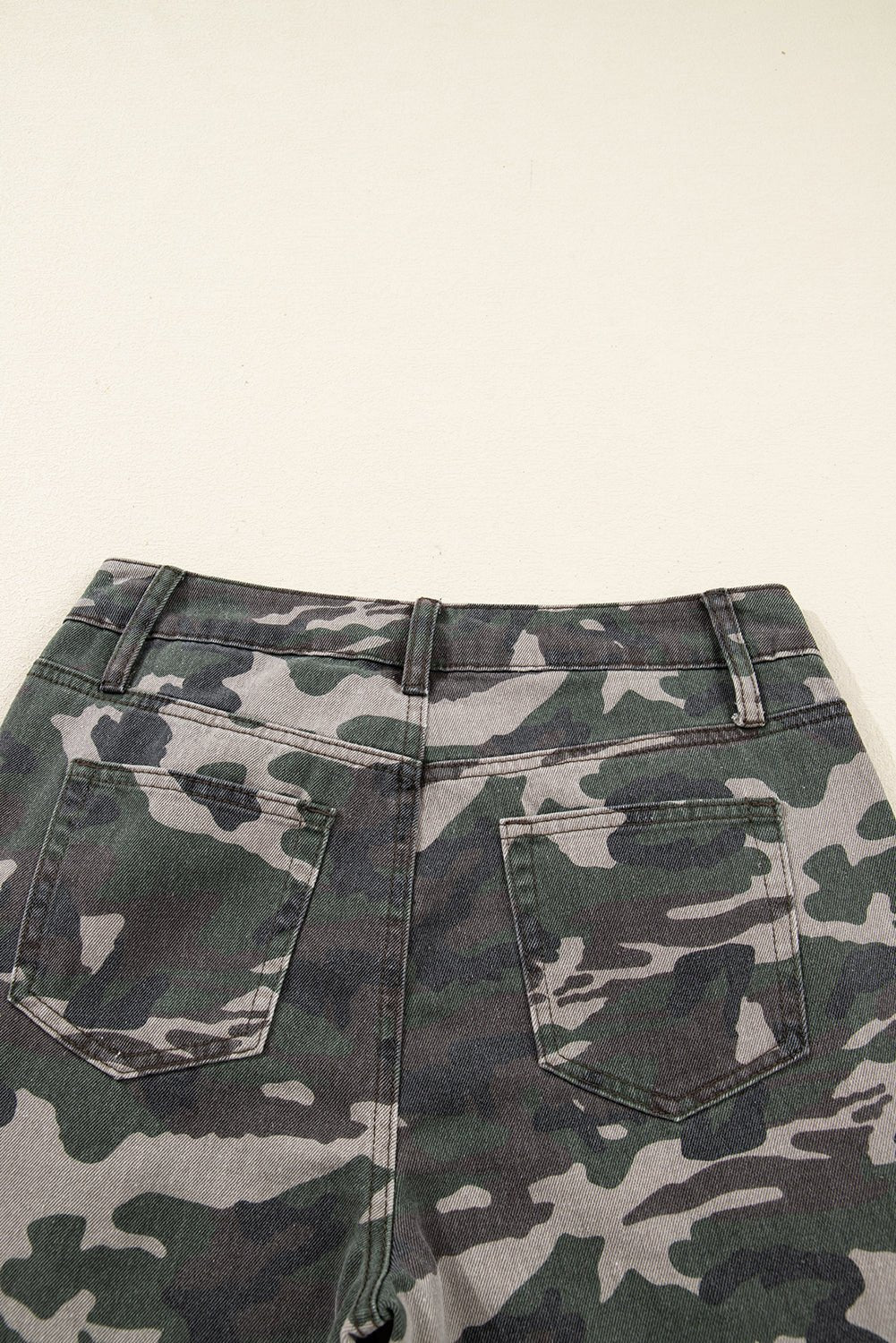 Green Camo Multi Pocket Cargo Wide Leg Jeans - MAD RUFFI