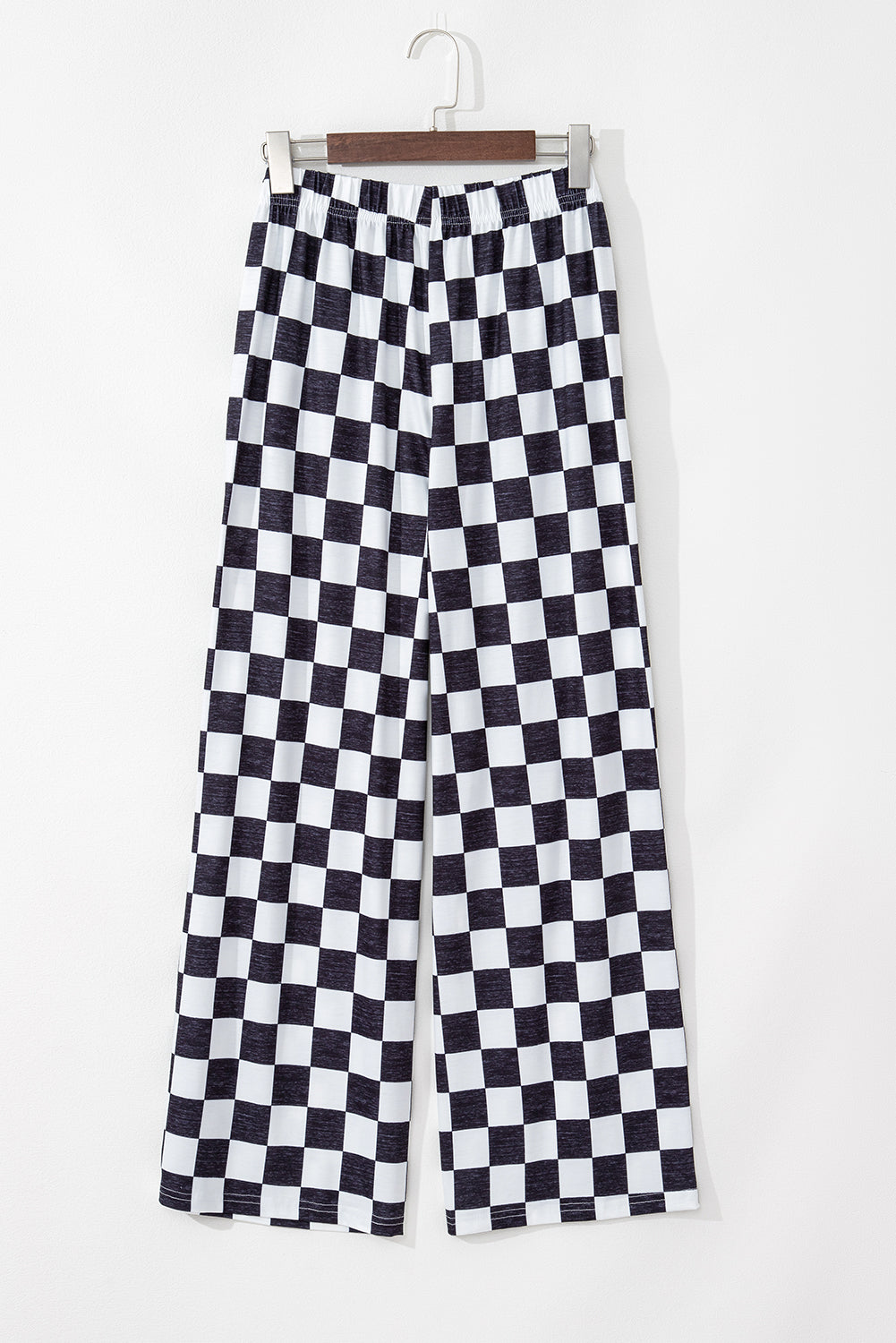 Green Checkered Print High Waist Wide Leg Pants - MAD RUFFI