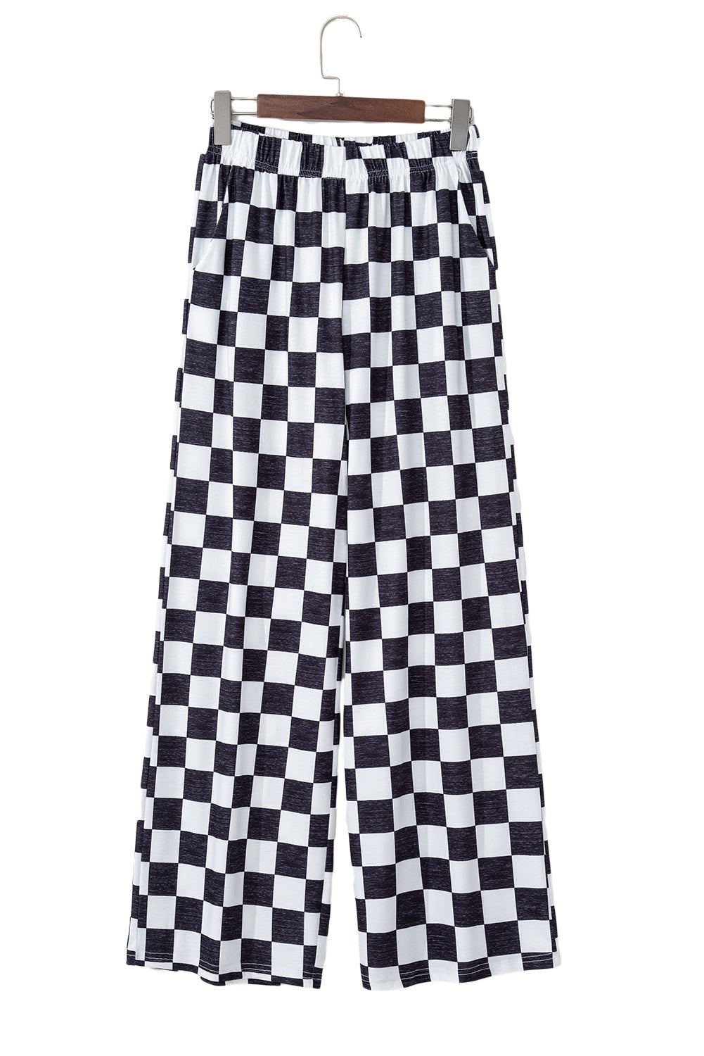 Green Checkered Print High Waist Wide Leg Pants - MAD RUFFI