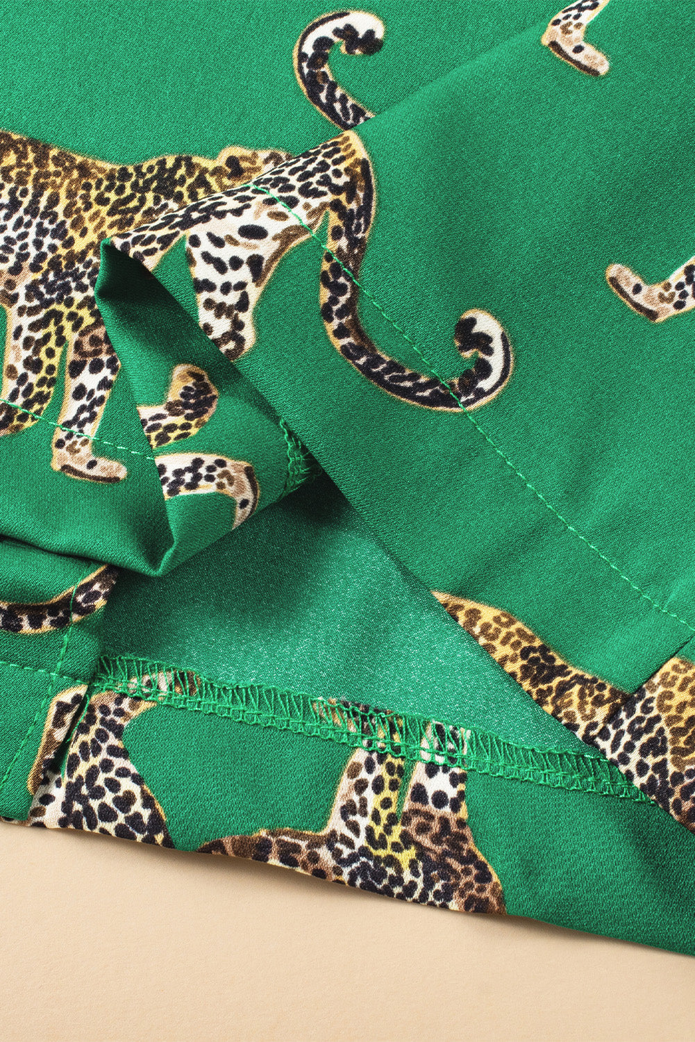 Green Cheetah Print Short Sleeve Shirt and Pants Pajama Set - MAD RUFFI