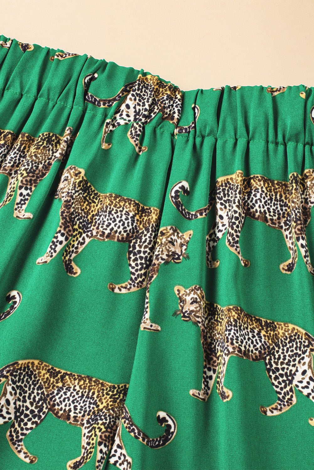 Green Cheetah Print Short Sleeve Shirt and Pants Pajama Set - MAD RUFFI