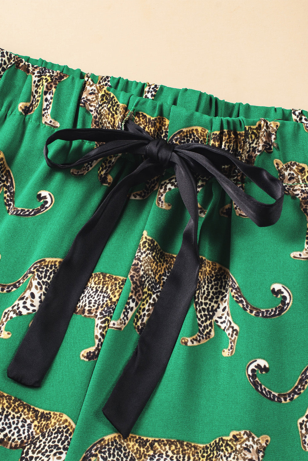 Green Cheetah Print Short Sleeve Shirt and Pants Pajama Set - MAD RUFFI