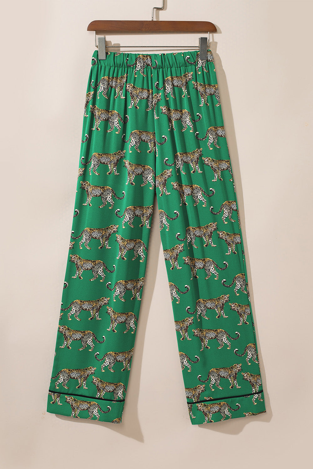 Green Cheetah Print Short Sleeve Shirt and Pants Pajama Set - MAD RUFFI