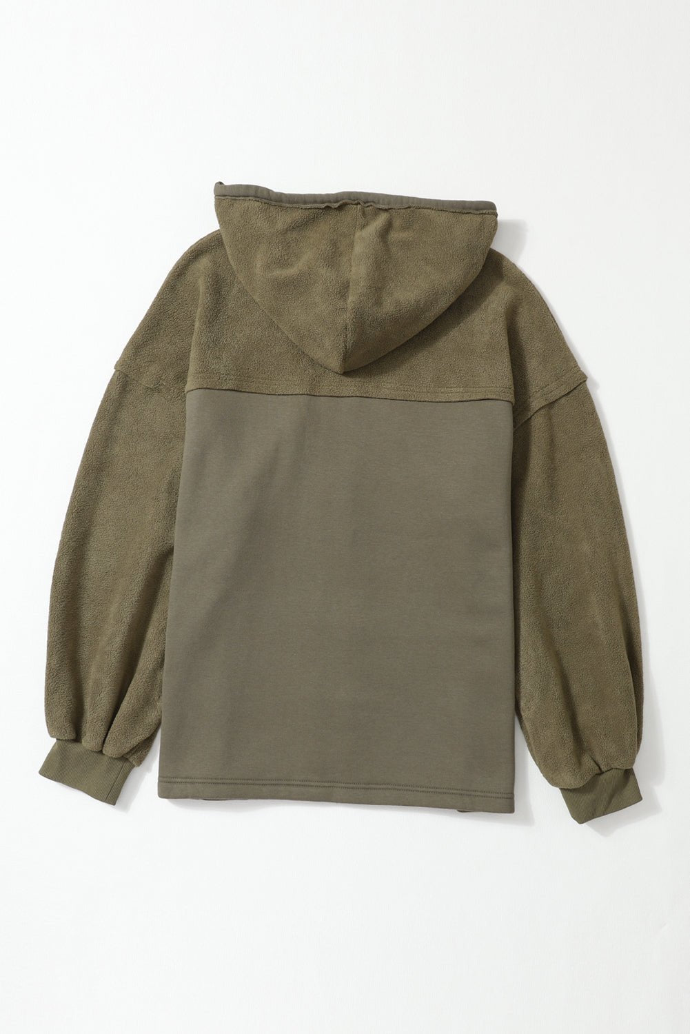 Green Flap Pockets Bishop Sleeve Zip Up Hoodie Jacket - MAD RUFFI