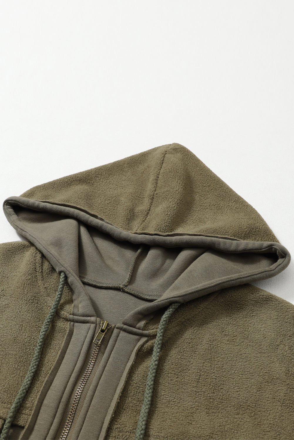 Green Flap Pockets Bishop Sleeve Zip Up Hoodie Jacket - MAD RUFFI