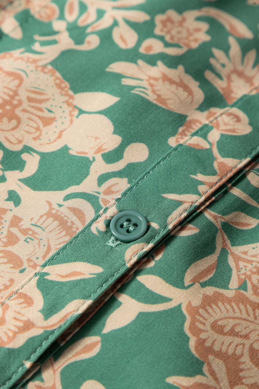 green floral print pleated buttoned v neck short sleeve blouse - MAD RUFFI