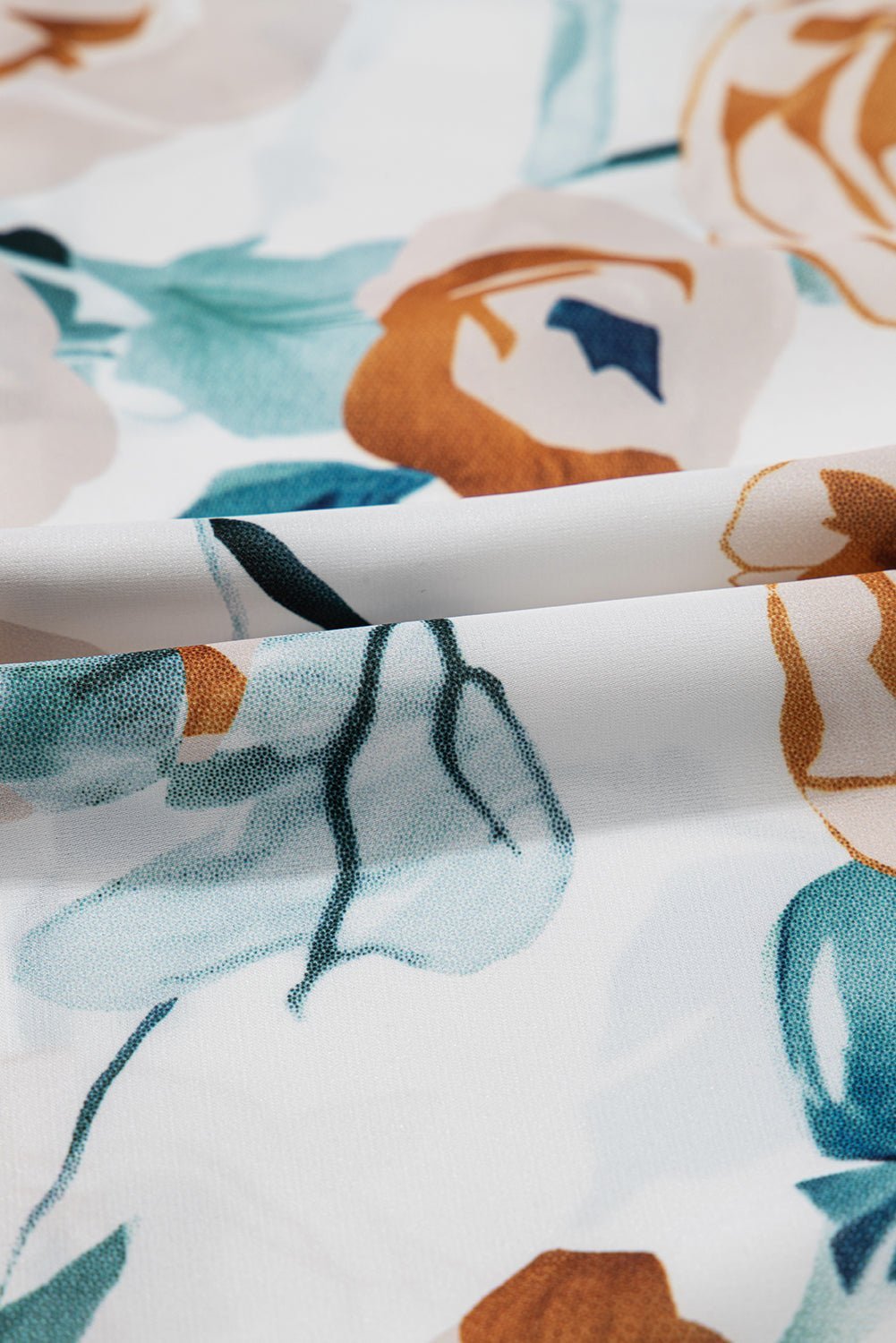 Green Floral Print Puff Sleeve V Neck Babydoll Blouse - MAD RUFFI