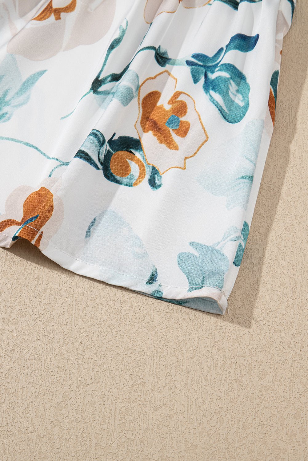 Green Floral Print Puff Sleeve V Neck Babydoll Blouse - MAD RUFFI