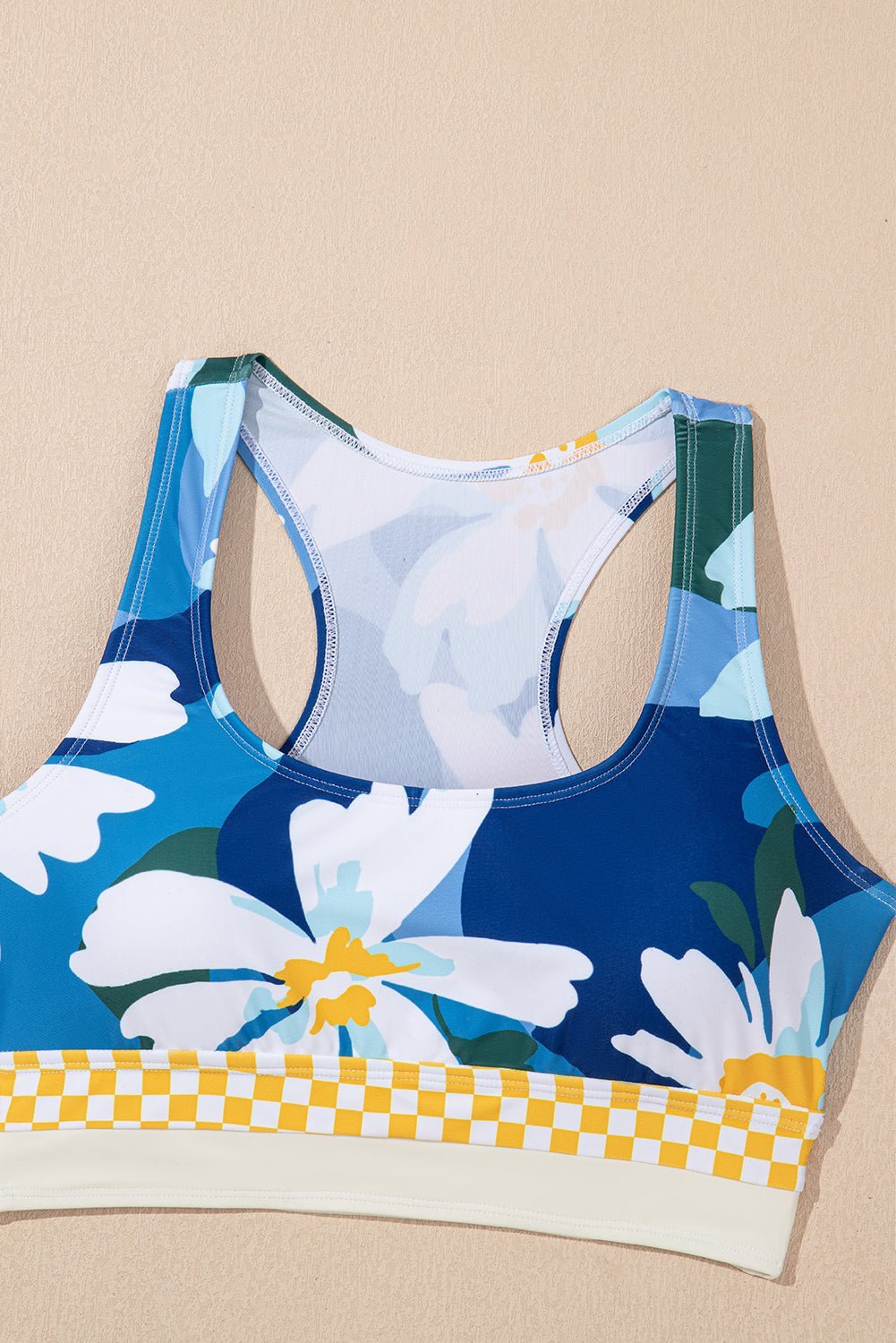 Green Floral Print Racerback High Waist Bikini Swimwear - MAD RUFFI