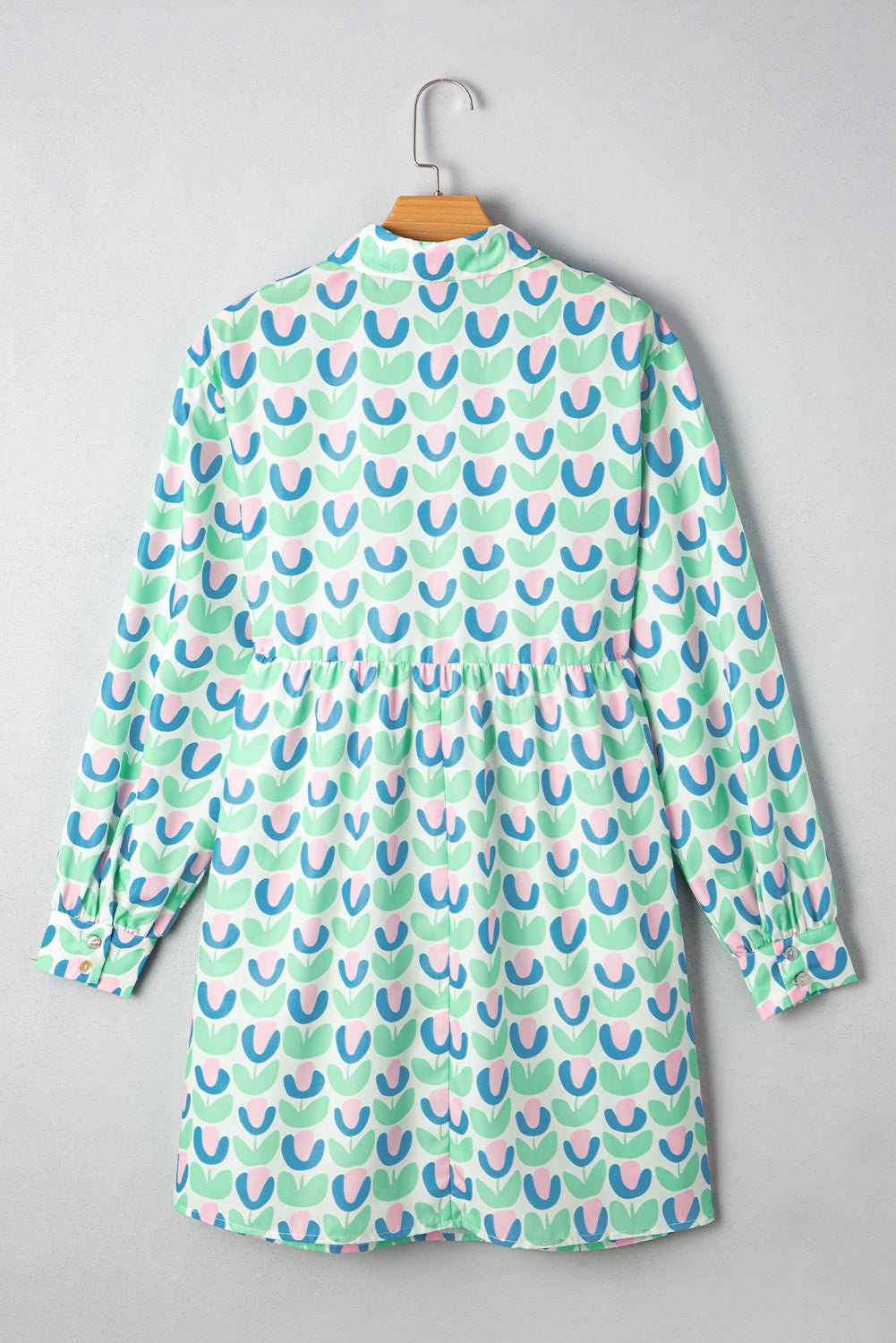 Green Floral Print Scallop Trim Pocket Mini Dress - MAD RUFFI