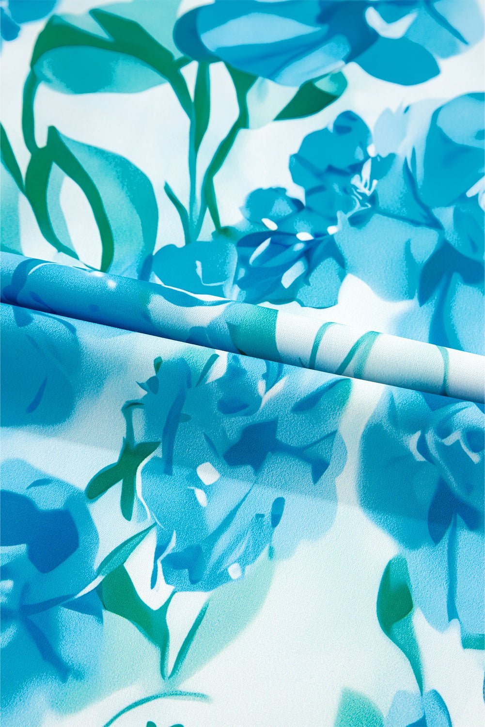 Green Floral Print Stand Neck Puff Sleeve Shirt - MAD RUFFI