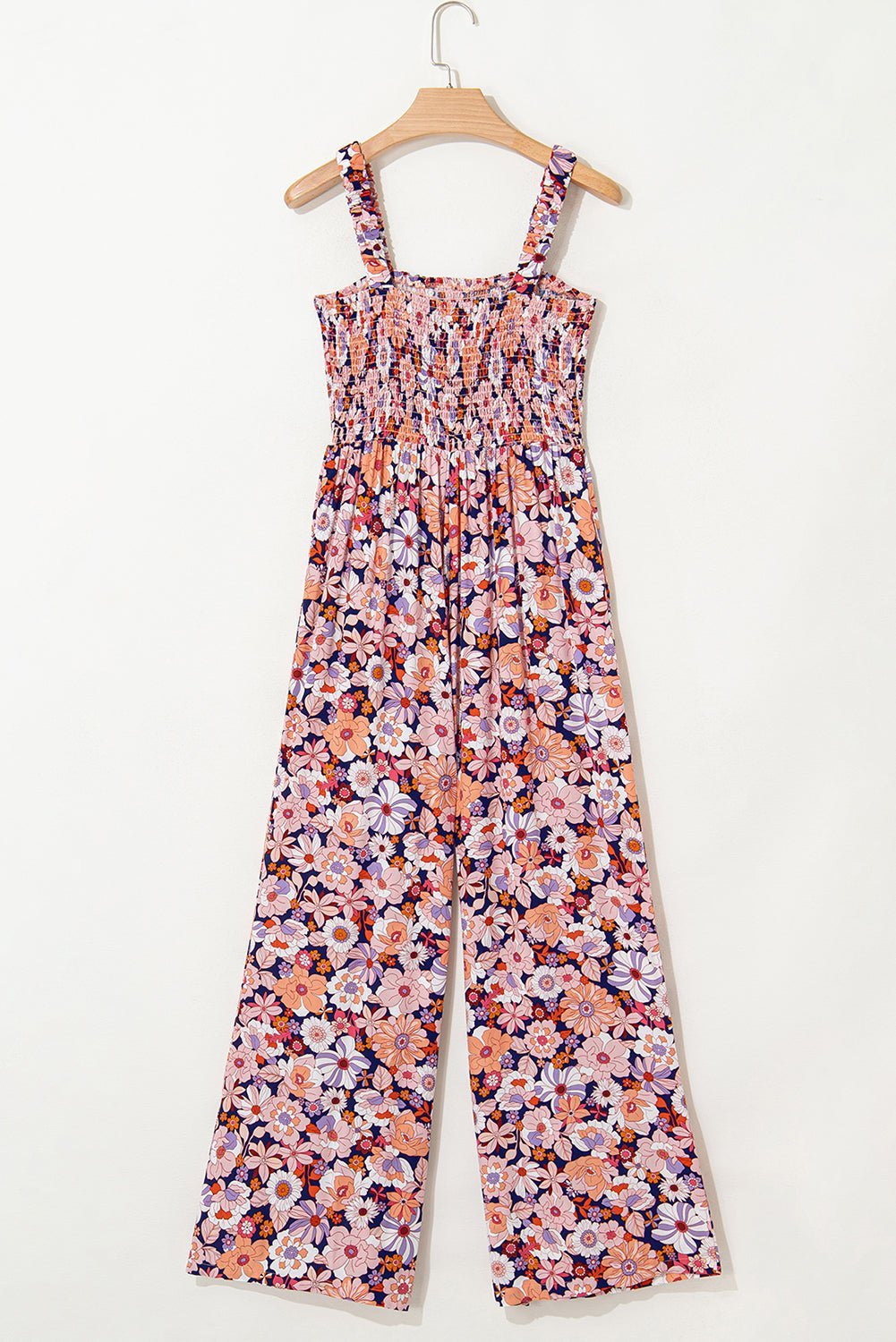 Green Floral Square Neckline Stretch High Waist Jumpsuit - MAD RUFFI