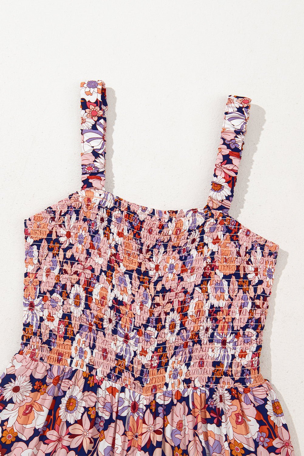 Green Floral Square Neckline Stretch High Waist Jumpsuit - MAD RUFFI