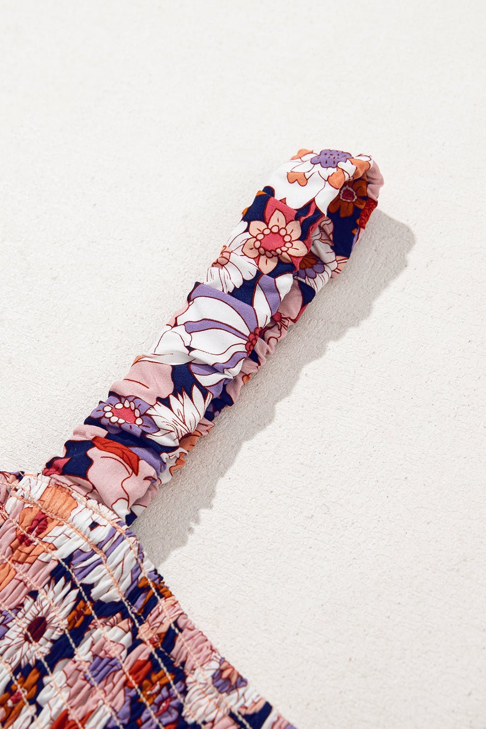 Green Floral Square Neckline Stretch High Waist Jumpsuit - MAD RUFFI