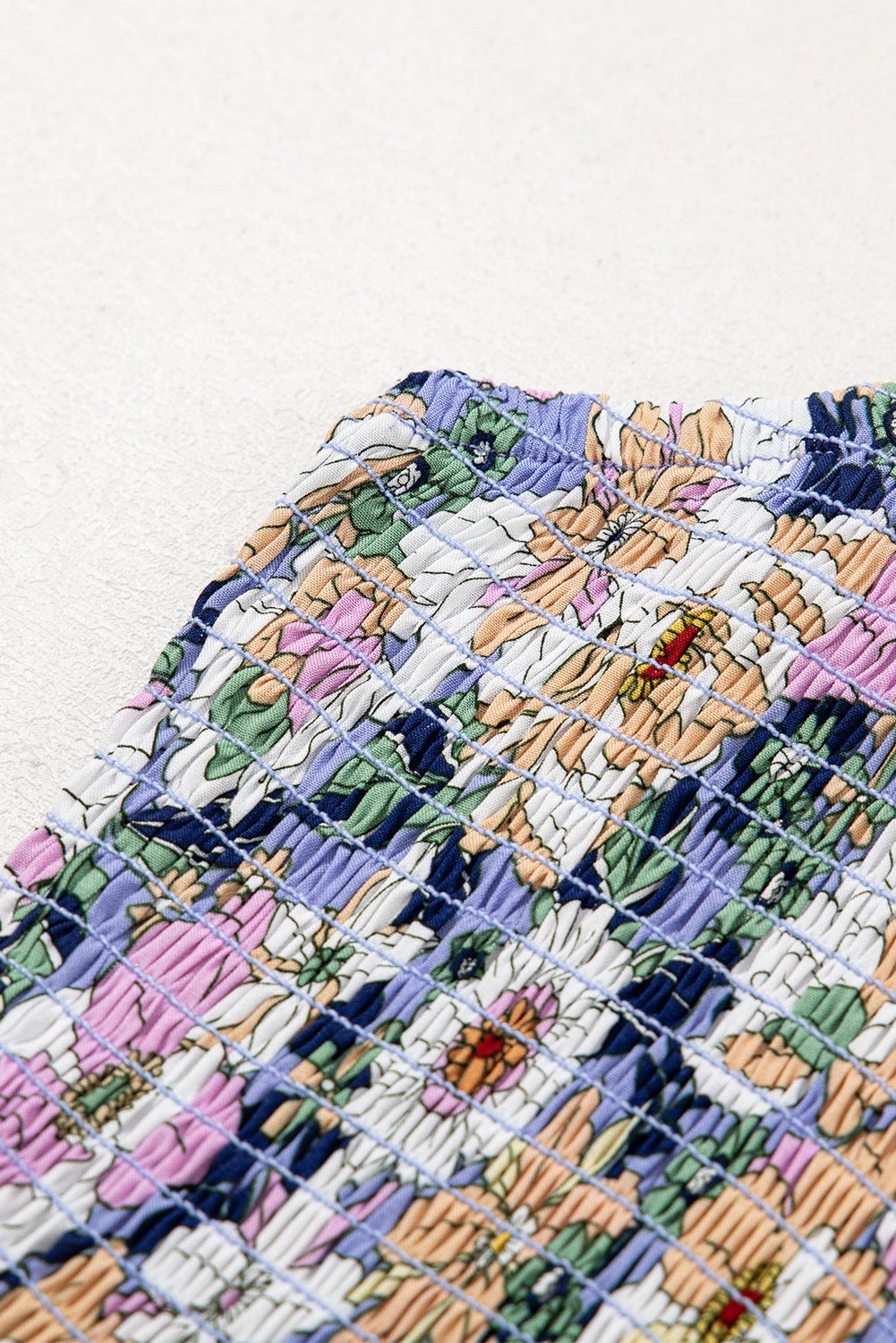 Green Floral Square Neckline Stretch High Waist Jumpsuit - MAD RUFFI