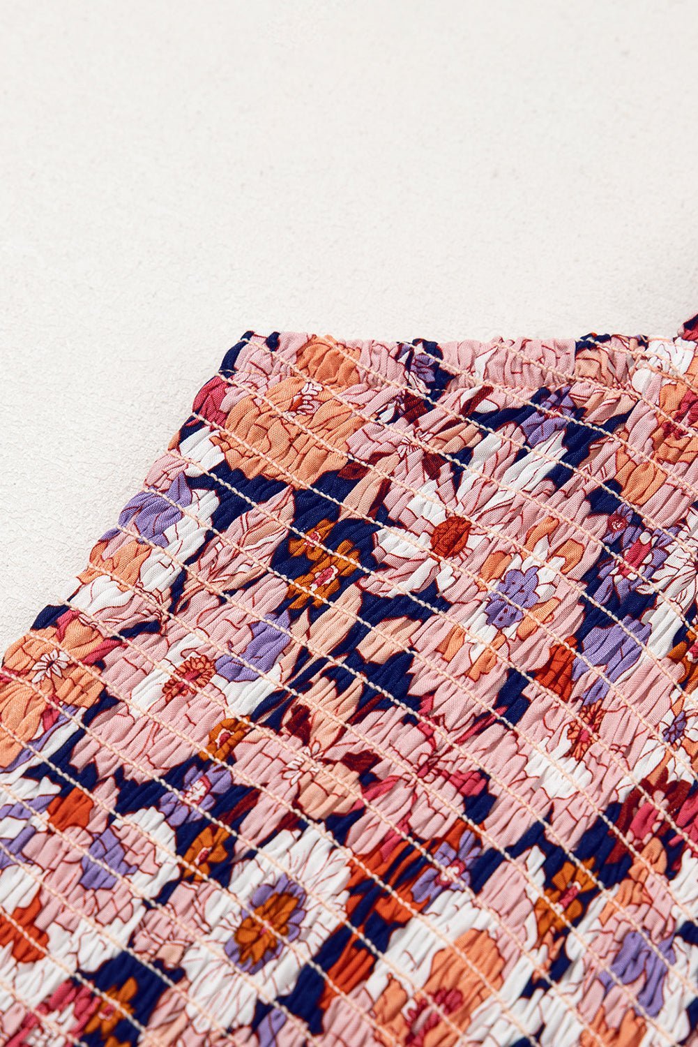 Green Floral Square Neckline Stretch High Waist Jumpsuit - MAD RUFFI