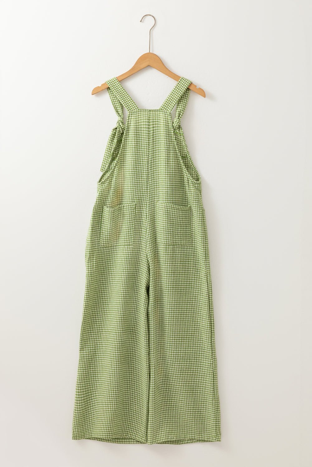 Green Gingham Wide Leg Pockets Loose Overall - MAD RUFFI