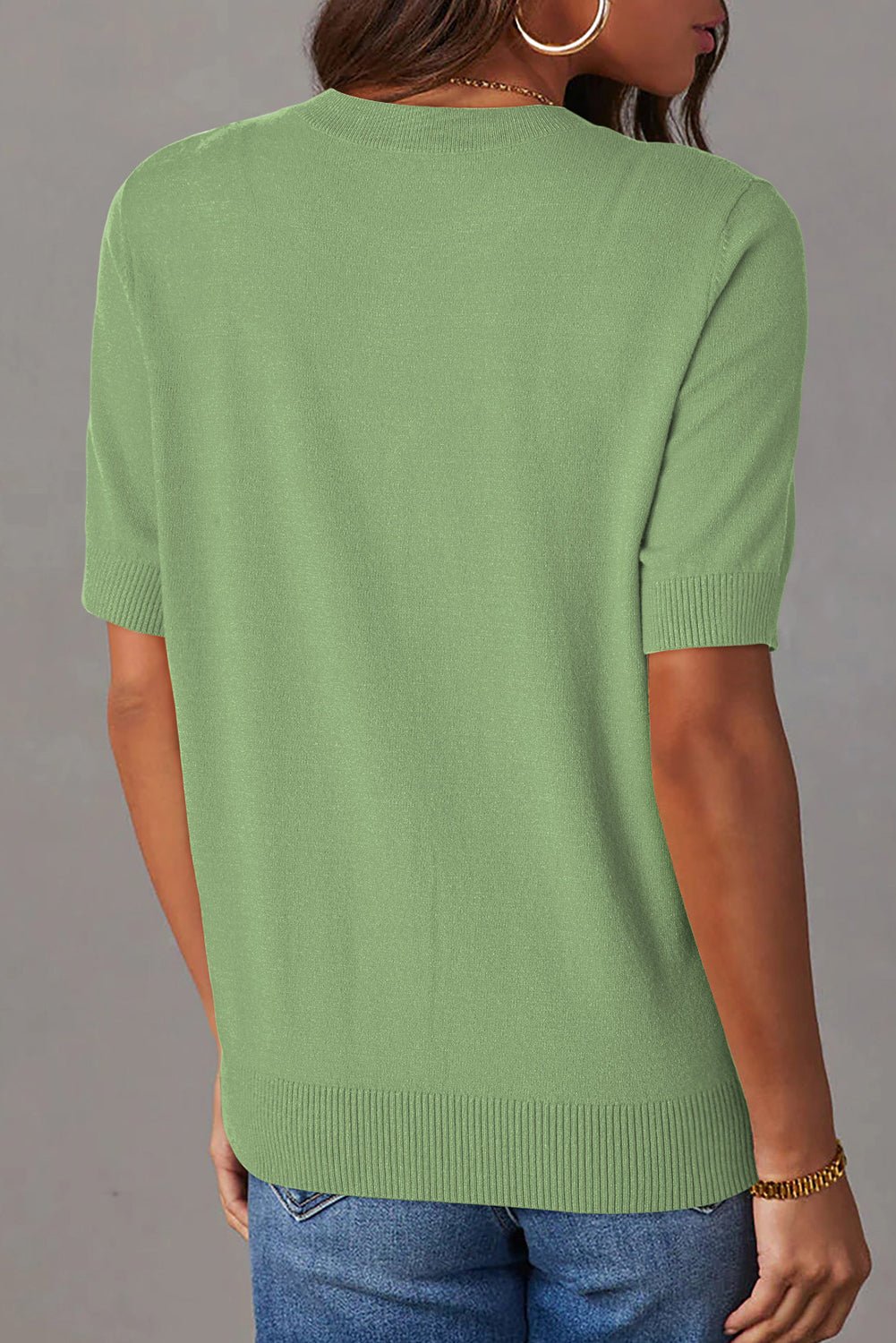 Green Holiday Jacquard Pattern Short Sleeve Cardigan - MAD RUFFI