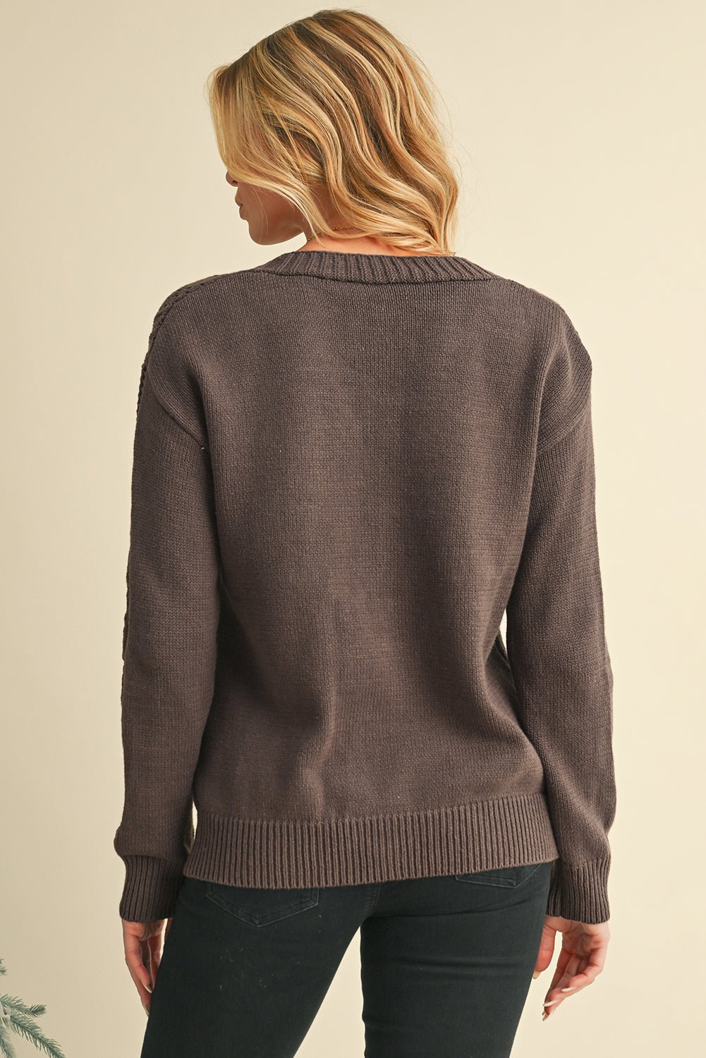 Green Hollow Knit Drop Shoulder Cardigan - MAD RUFFI