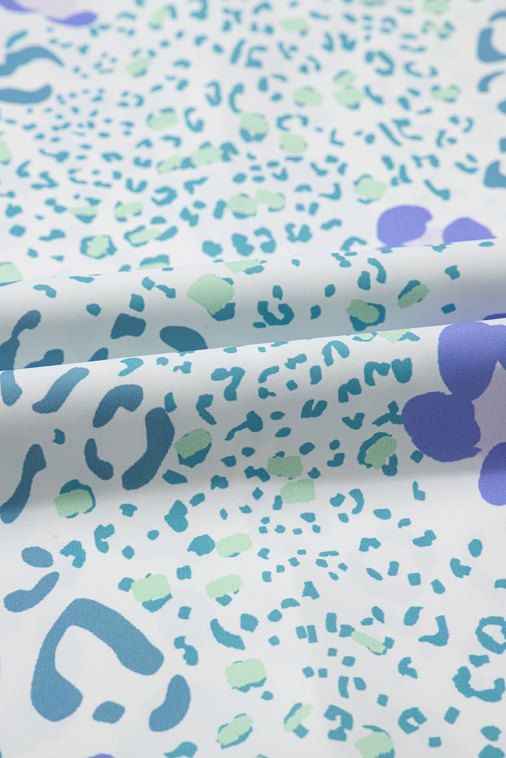 Green Leopard Print V Neck Short Sleeve Blouse - MAD RUFFI