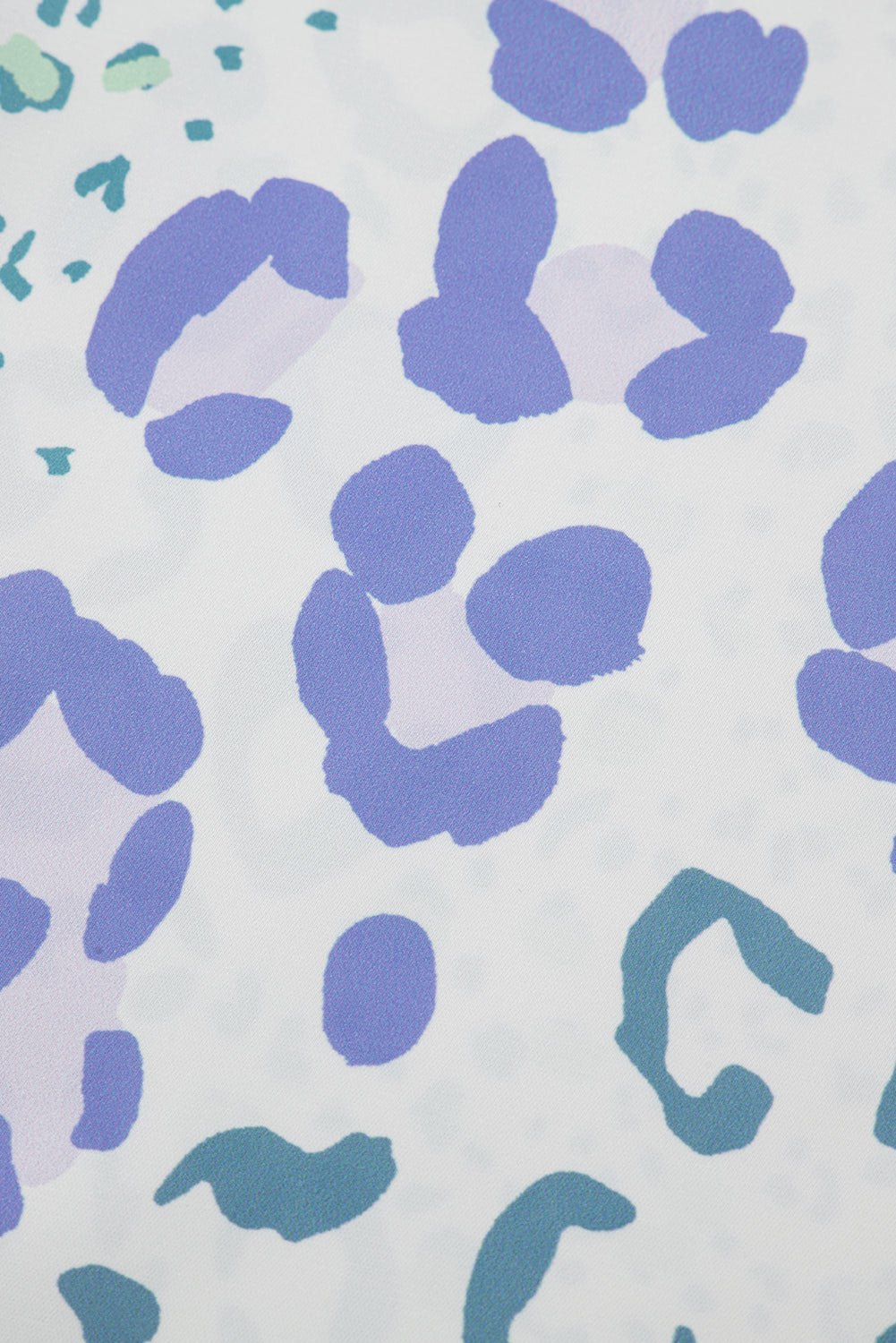 Green Leopard Print V Neck Short Sleeve Blouse - MAD RUFFI