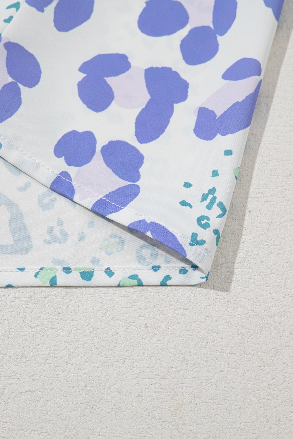 Green Leopard Print V Neck Short Sleeve Blouse - MAD RUFFI