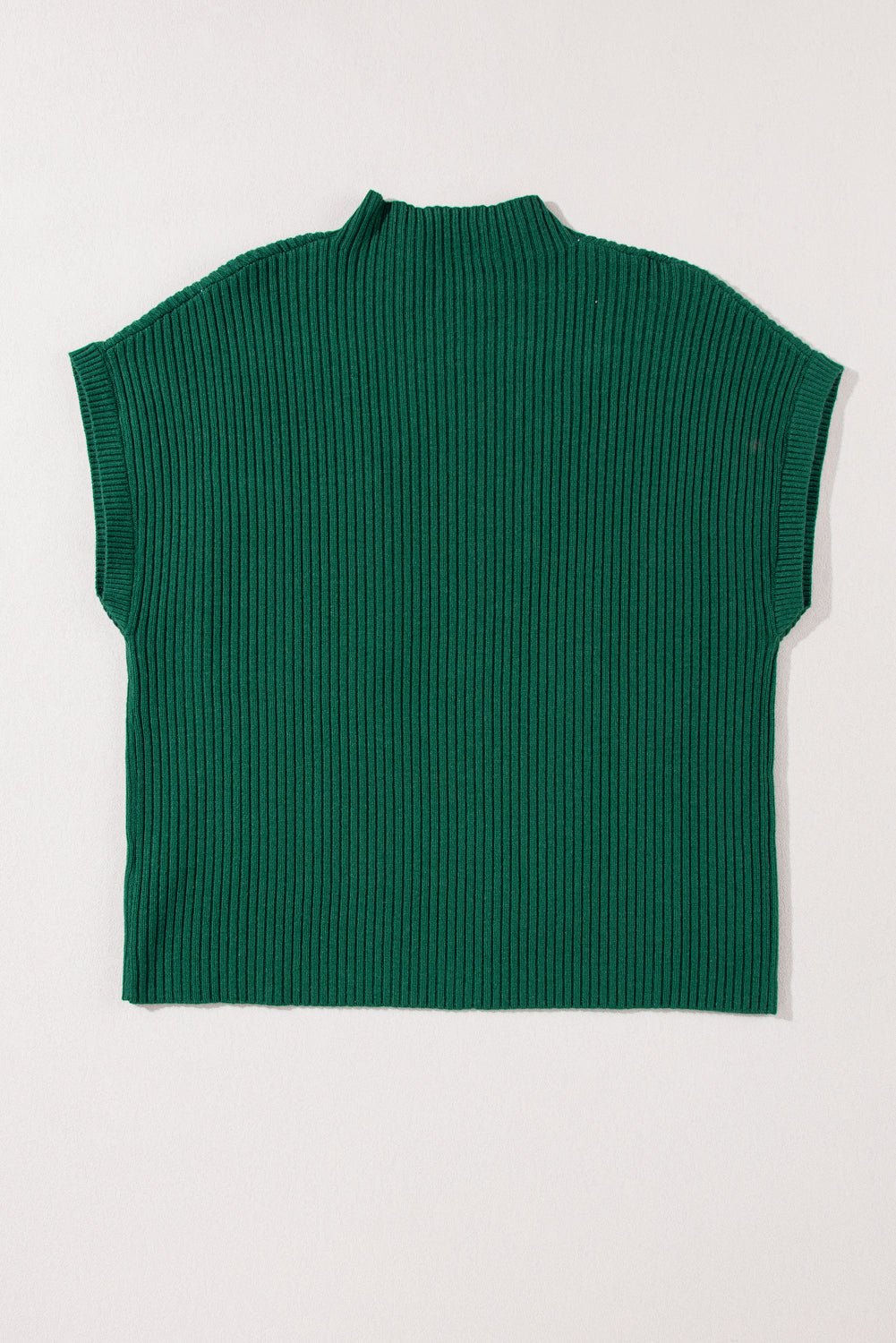Green Patch Pocket Ribbed Knit Short Sleeve Sweater - MAD RUFFI