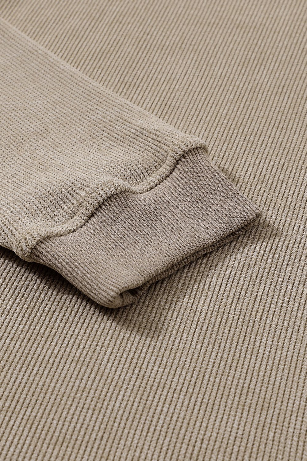 Green Ribbed Round Neck Drop Sleeve Pullover Sweatshirt - MAD RUFFI