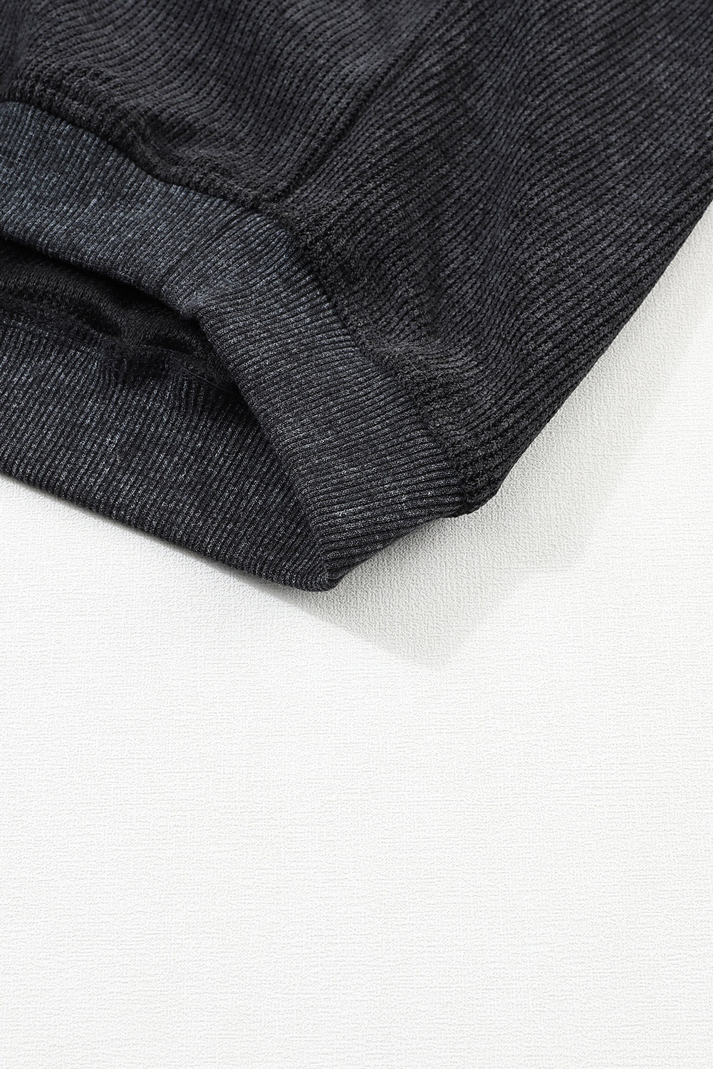 Green Ribbed Round Neck Drop Sleeve Pullover Sweatshirt - MAD RUFFI