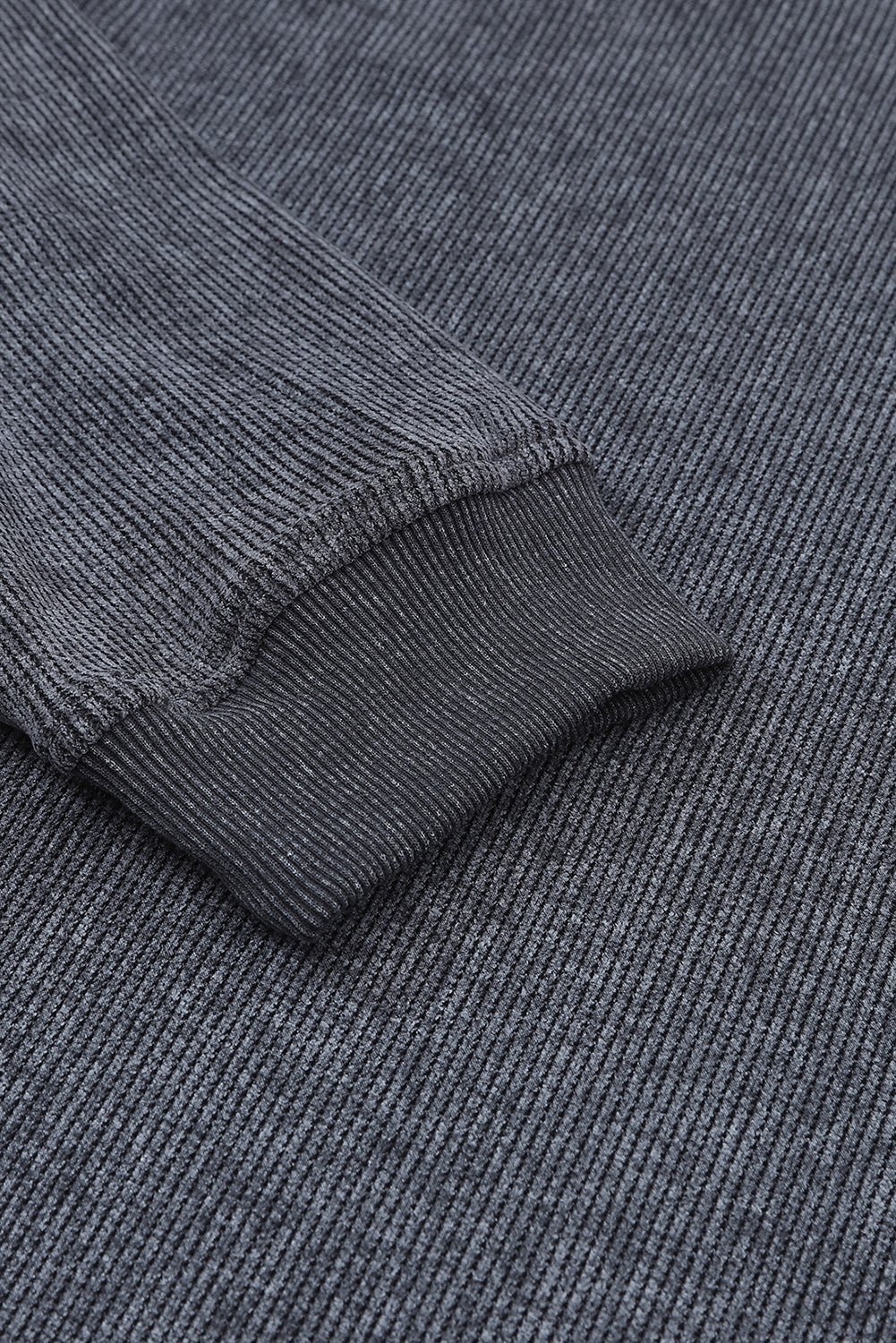 Green Ribbed Round Neck Drop Sleeve Pullover Sweatshirt - MAD RUFFI