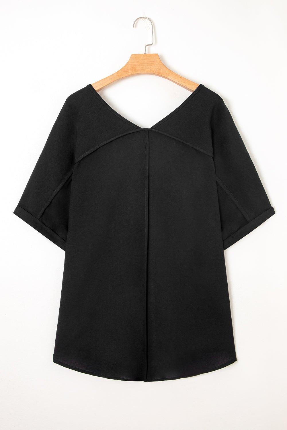 Green Seamed Back High Low Hem V Neck Plus Size Tee - MAD RUFFI