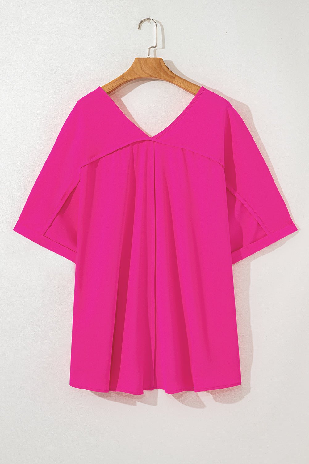 Green Seamed Back High Low Hem V Neck Plus Size Tee - MAD RUFFI