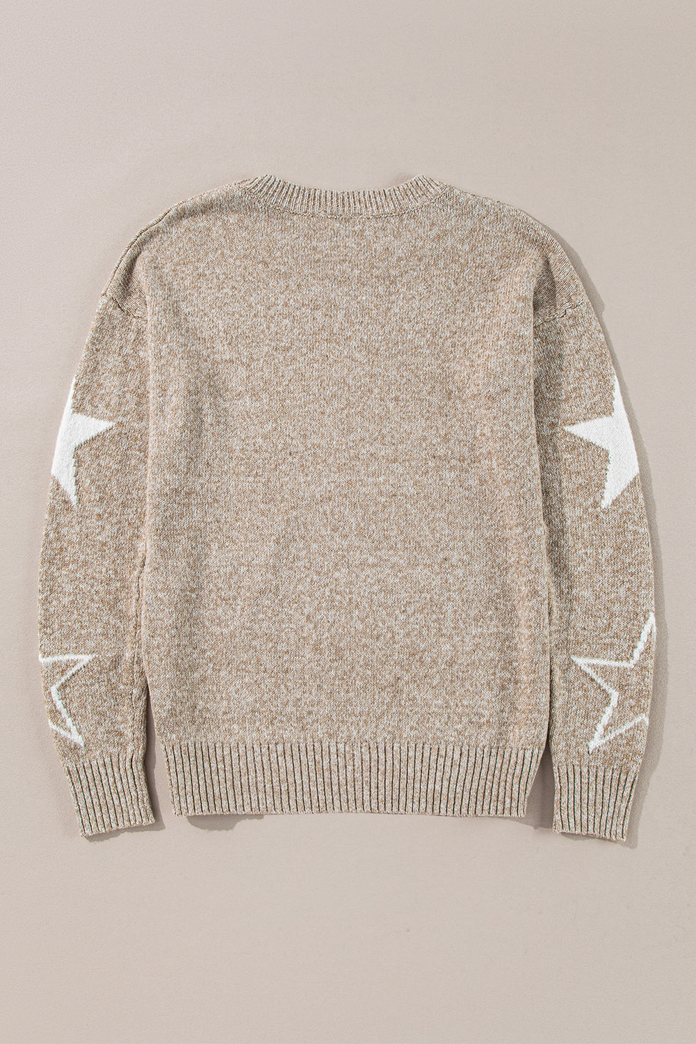 Green Star Pattern Drop Shoulder Knit Sweater - MAD RUFFI