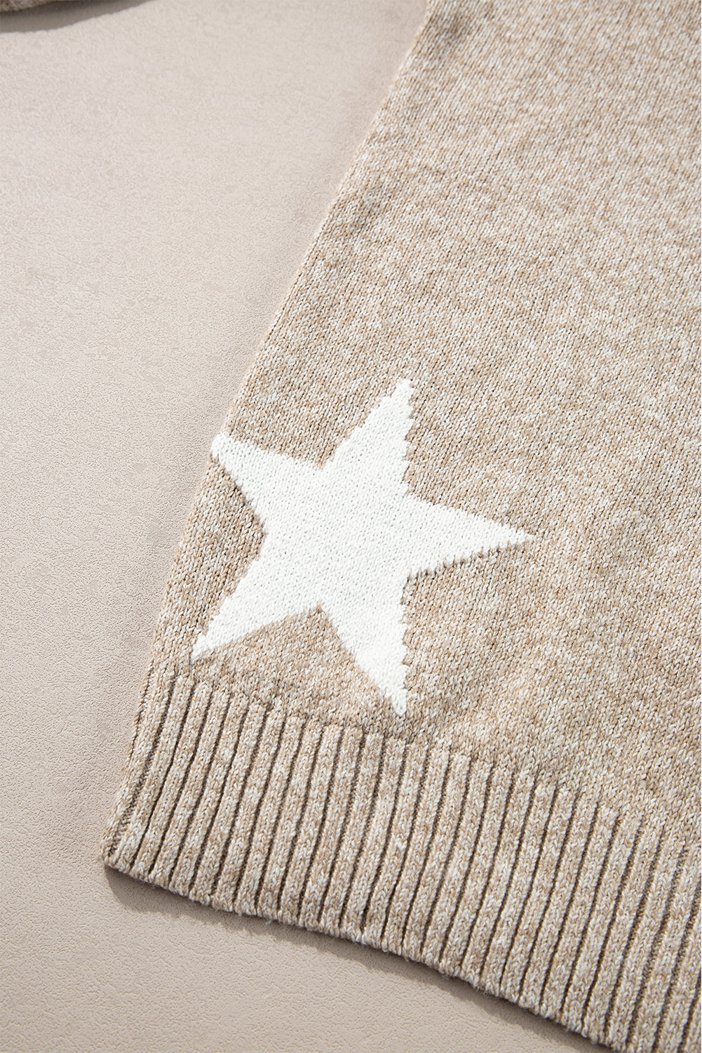 Green Star Pattern Drop Shoulder Knit Sweater - MAD RUFFI