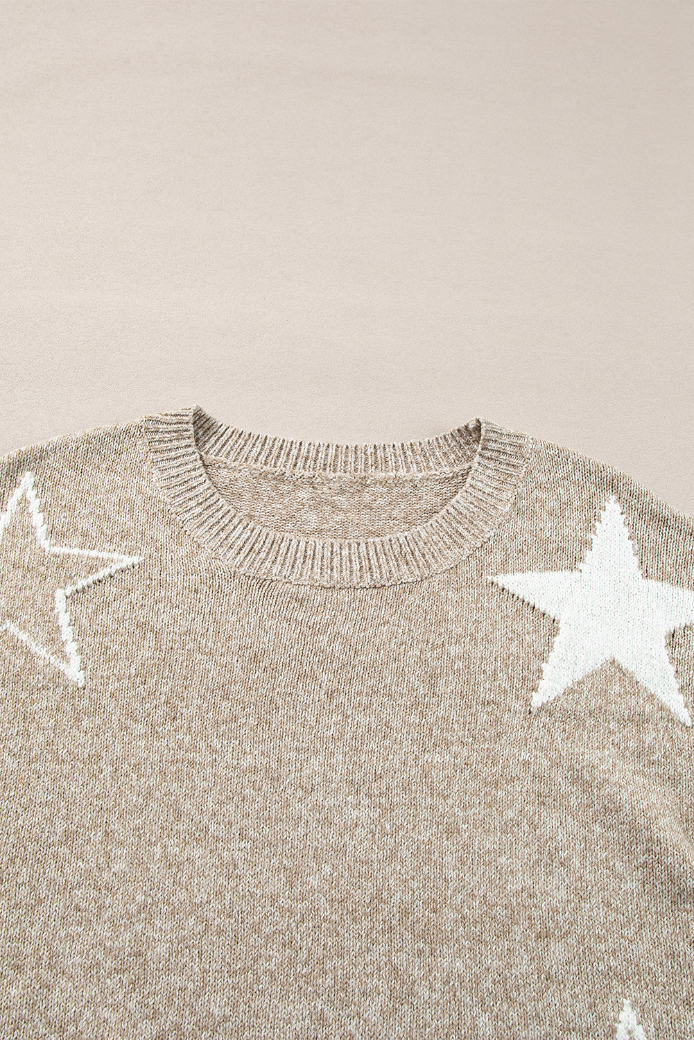 Green Star Pattern Drop Shoulder Knit Sweater - MAD RUFFI