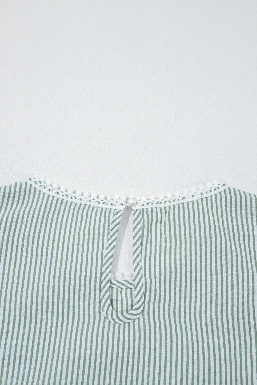 Green Stripe Lace Detail Crinkle Sleeveless Blouse - MAD RUFFI
