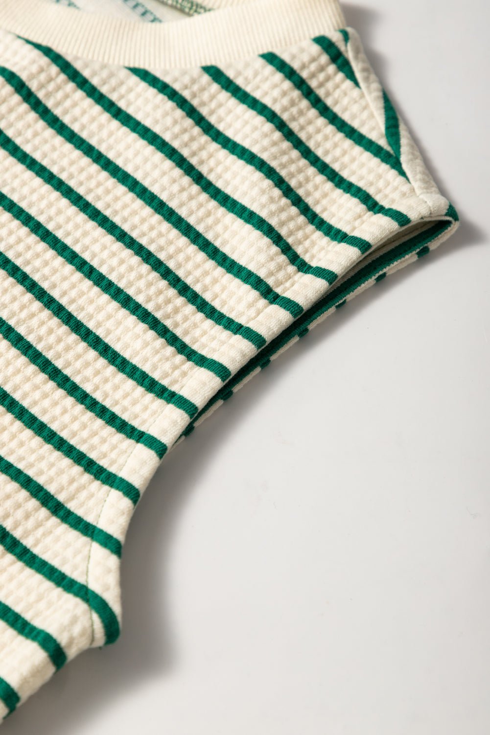 Green Stripe Woven Ruffled Sleeveless Mini Dress - MAD RUFFI