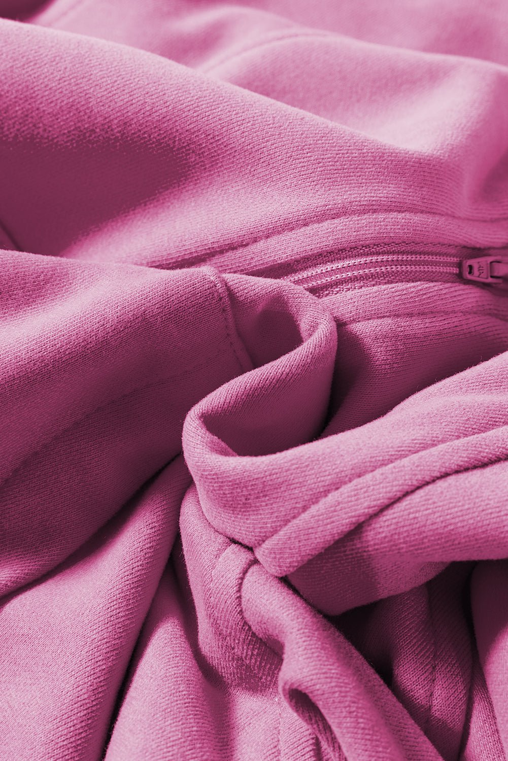 Green Zip Up Stand Collar Ribbed Thumbhole Sleeve Sweatshirt - MAD RUFFI